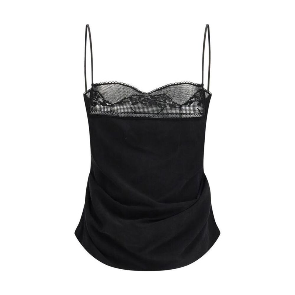 Magda Butrym Silk Top with Delicate Detailing Women Black Clothing